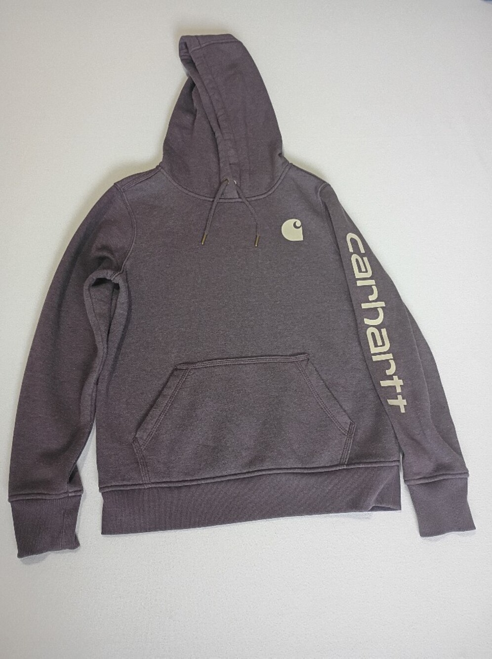 Carhartt Women's XS Clarksburg Sleeve Logo Pullover Hoodie - Heather Purple